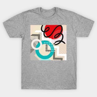 Modern Geometric Pattern Red Black Retro Style. T-Shirt